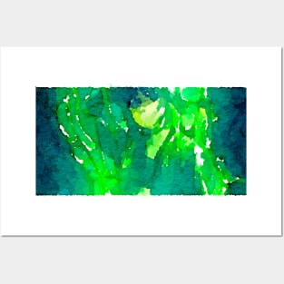 Green Flames Watercolor Posters and Art